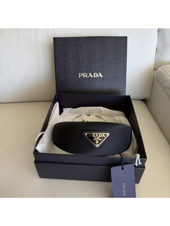NWT PRADA Triangle logo hair accessory Hair band head band Nylon Black main image 10